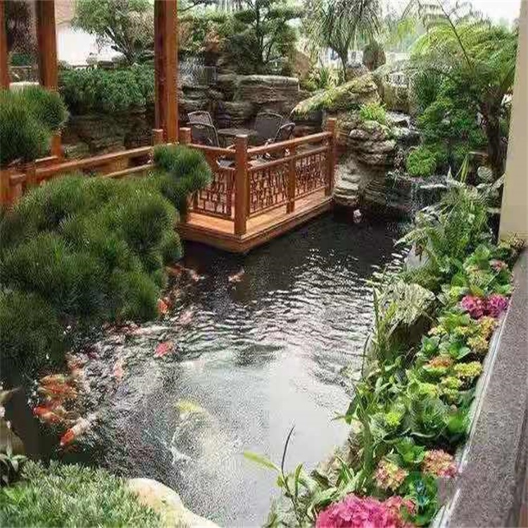 海南庭院设计鱼池假山建造图